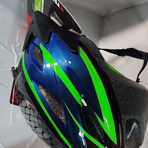 Bell Blade youth bicycle helmet in blue and green